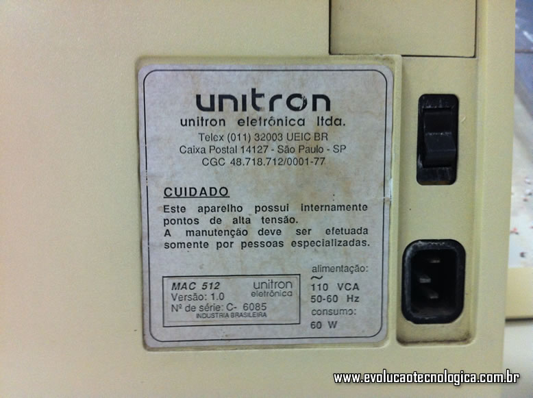 Unitron Mac 512 - etiqueta original